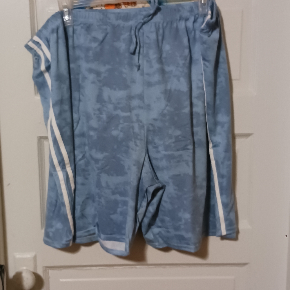 Classic Womens  Blue and White Striped Athletic Shorts 4x. A-14